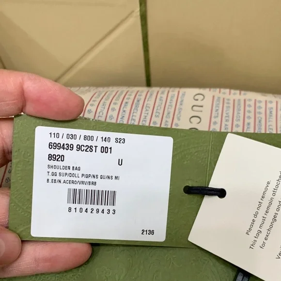 Gucci Ophidia GG Shoulder Beige Drawstring Dust bag with Black Logo - Picture 7 of 11